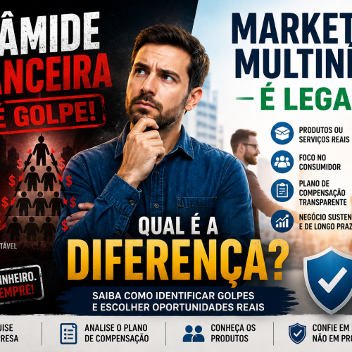 Diferença entre pirâmide financeira e marketing multinível legítimo.